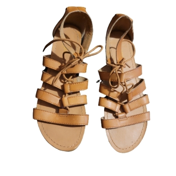 Old NAVY sandals strappy sandals shoes flats camel, tan slingback 8 gladiator - Picture 2 of 7